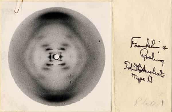 A picture of Photo 51 taken by Rosalind Franklin and RG Gosling (under her supervision)