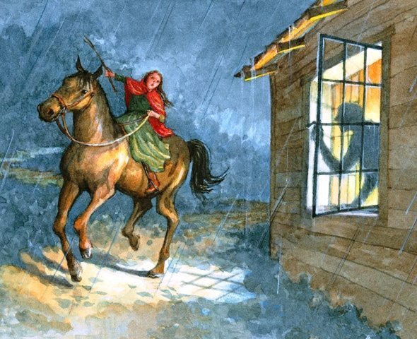 Painting of Sybil on horse
